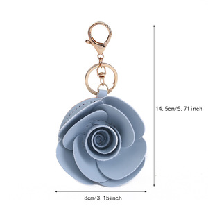 Llavero de Cuero PU con Forma de Rosa Rosa y Mosquetón de Aleación de Zinc, Adorno para Bolso con Diseño de Flores y Nubes para Mujer - Product Image 3