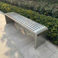 Banc de parc en acier inoxydable, art en fer d'extérieur, tabouret en bois plastique anti-corrosion, banc d'extérieur, chaise de centre commercial, vente de liquidation