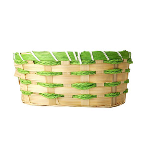 Easter Bamboo Woven <b>Storage</b> <b>Basket</b> Round Handmade Desktop Home Decoration - Product Image 5