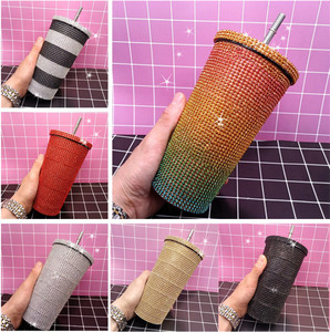Vaso de 17oz <span class=keywords><strong>con</strong></span> diamantes de imitación, vaso <span class=keywords><strong>con</strong></span> pajita, botella de agua <span class=keywords><strong>con</strong></span> purpurina, vaso de paja de acero inoxidable, vaso <span class=keywords><strong>con</strong></span> aislamiento ostentoso - Product Image 6