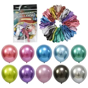 China Tongle Balloon Factory sells colored latex metal balloons Globo Birthday wedding holiday party round metal chrome balloons
