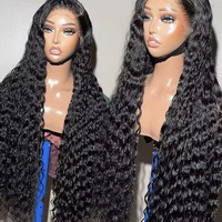 Perruques en cheveux humains 100% naturels, vierges péruviennes, cuticules alignées, afro crépues bouclées, lace front HD 13x4, sans colle, longues, noires, pour femmes, vente en gros
