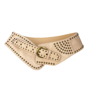 <span class=keywords><strong>Ceinture</strong></span> large vintage pour femme, <span class=keywords><strong>ceinture</strong></span> élastique à clous, <span class=keywords><strong>ceinture</strong></span> extensible avec rivets, <span class=keywords><strong>boucle</strong></span> en métal - Product Image 4