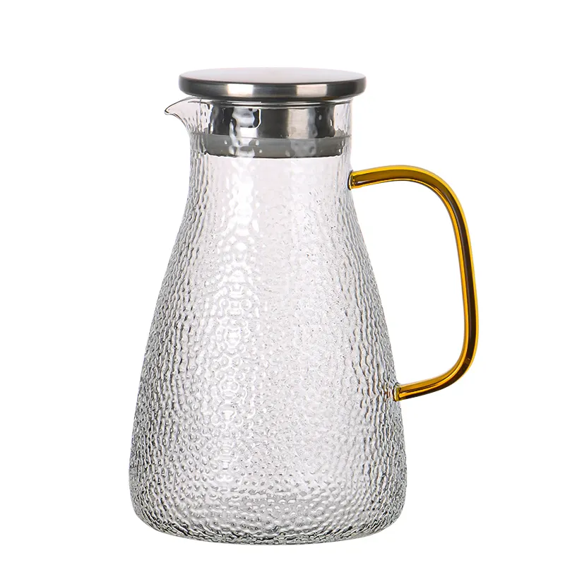 Chaleira de água fria de vidro com alto teor de borosilicato, conjunto transparente de chaleira de água fria de grande capacidade