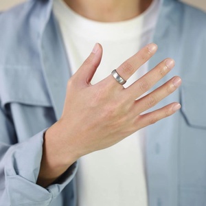 Brushed Effect Mens Band <b>Rings</b> Silver <b>Black</b> Plated Custom <b>Titanium</b> <b>Rings</b> for Man - Product Image 5