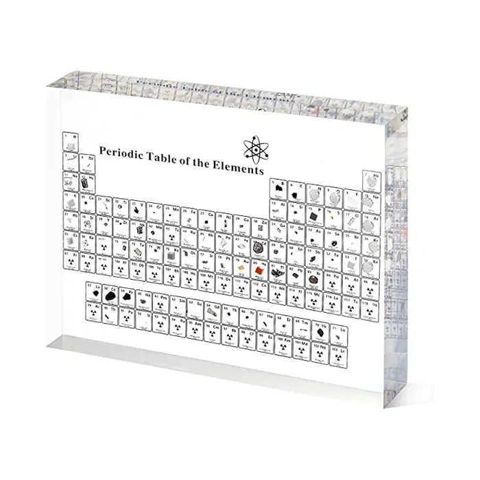 Corte a laser personalizado gravura acrílica química tabela periódica de elementos exibir bloco para elementos químicos exibir decoração