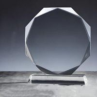 Plaque de récompense octogonale vierge en gros HBL, logo gravé personnalisé, impression UV, trophée en verre cristal vierge