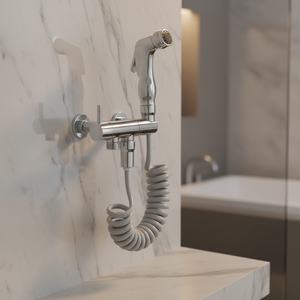 Moderno pulverizador de bidé de latón con válvula angular de doble salida, accesorios de limpieza para cocina y baño, montado en la pared - Product Image 1