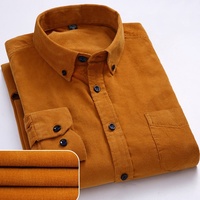 Kemeja Kasual Pria Ukuran Besar 6xl Musim Gugur/Dingin Berkualitas Hangat 100% Katun Korduroi Lengan Panjang Kerah Kancing Nyaman