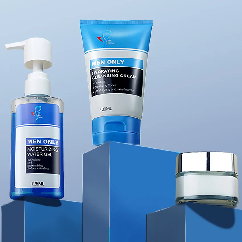 OEM private label face cream moisturizing water gel face wash men facial set skin care men's skin care set for men