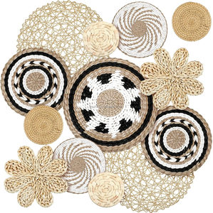 Juego de 13 Cestas de Pared Tejidas Estilo Bohemio, Decoración de Mimbre, Bambú y Seagrass Hecha a Mano <span class=keywords><strong>para</strong></span> Colgar en la Pared del Dormitorio y la Sala de Estar - Product Image 1