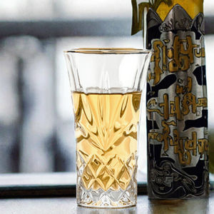 Verre à shot transparent NOVARE Old Fashion 60 ml, verre à vin en cristal, ligne dorée ondulée, gobelet à balle, style classique, modèle 3060 - Product Image 3