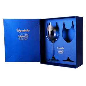 Casa de decoração qualidade vinho vidro presente atacado 2 peças de cristal goblet set com caixa de presente