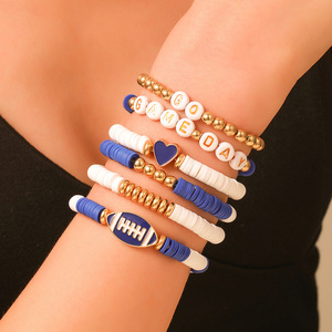 Pulseras de Moda con Cuentas de Arcilla Polimérica, Joyería con Cuentas de Letras, Regalo Unisex, Diseño Deportivo para Días de Partido - Product Image 3