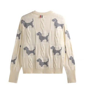 Pull de maternité High-Sense, couleur personnalisable, motif de chiot, style universitaire, pull à col rond en fil épais, pull pour femmes - Product Image 5