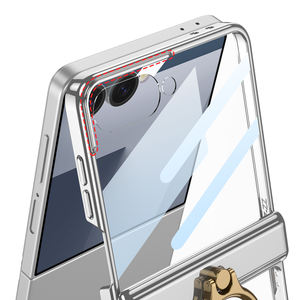 Funda magnética transparente con anillo para Samsung Z Flip 4, Flip 5, 6, 7 con bisagra y anillo, para teléfono móvil - Product Image 5