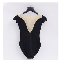 Justaucorps de ballet pour femmes adultes - Rouge coucher de soleil/Noir Tailles SA-XXLA Mélange de nylon, élasthanne et coton Tenue de danse et de gymnastique courte