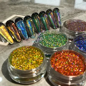 Glitter Pigment Powder Super Fine Holographic Loose Rainbow Multichromic Mirror Effect Nail Pigment For Nail