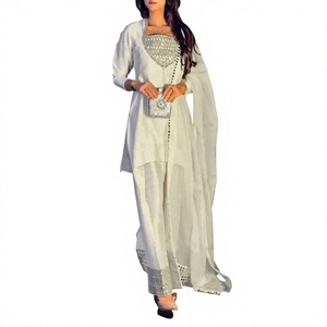 Traje de Boda Moderno para Mujer, Salwar Kameez Patiala, Kurta Dupatta, Seda Chinon de Secado Rápido - Product Image 1