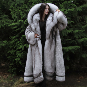 Casaco Feminino de Inverno Grosso com Capuz de Pele Sintética, Elegante, Oversized, com Botão Único, 100% Poliéster para Feriados, Uso Diário e Viagens - Product Image 1