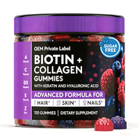 Gummies de collagène de marque privée OEM, collagène marin, biotine, acide hyaluronique, bien-être de la peau, des cheveux et des ongles