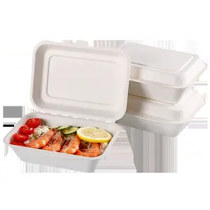 Sturdy Biodegradable Microwave Disposable Meal Prep Container Lunch Catering Clamshell Food Takeaway Box Cardboard Bento Boxes