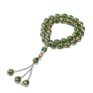 Exquisito Rosario Islámico Portátil de Resina con Grabado Láser de Flores de Ciruelo, Estilo Étnico, 12 mm, 33 Cuentas - Product Image 1
