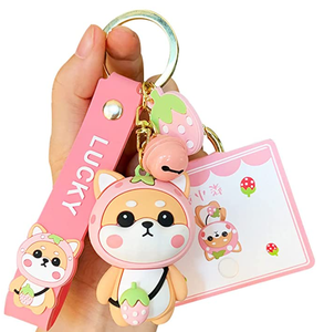 Llavero 3d a rayas de Pvc para parejas, bolsa colgante con Animal de dibujos animados - Product Image 1