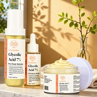 Sérum Tonique Crème à l'Acide Glycolique Fermenté 7% et Acide Salicylique Anti-Acné Exfoliant Resserre les Pores Éclaircissant Soin Visage Ensembles de Soins de la Peau