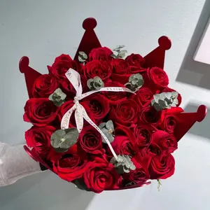 Últimas Cajas de Regalo de rosas Caja de flores de corona de Reina creativa de lujo para el Día DE LA MADRE impermeable
