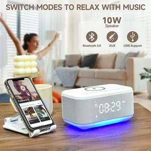 FANSBE 3 In 1 Home Hotel Wake Up RGB Light 5W <strong>Wireless</strong> Charger Alarm Clock With <strong>Bluetooth</strong> <strong>Speaker</strong> - Product Image 4