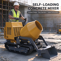 Prix Super Bas – Camion Malaxeur à Béton Mini Portable Autodéchargeur sur Chenilles, Petit Camion Malaxeur à Béton à Essence pour la Construction
