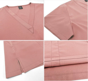 Ensemble <span class=keywords><strong>de</strong></span> blouses médicales extensibles à col en V pour femmes, uniforme médical doux, haut et pantalon <span class=keywords><strong>de</strong></span> jogging pour le travail en hôpital, clinique dentaire - Product Image 3