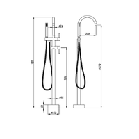Haute qualité électrique double poignée montage au sol autoportant moderne finition noircie salle de bain baignoire douche robinet