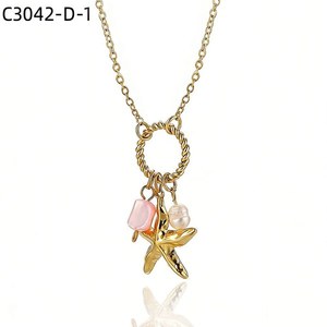 Collar con Colgante de Estrella Amy Amy, Cadena de Aleación Chapada en Oro, Dije de Perla de Imitación, Joyería Casual para Mujer, Regalo - Product Image 6