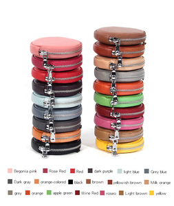Borsellino a forma rotonda a più colori Mini portafoglio portachiavi con Logo personalizzabile portafoglio a monete cerchio in vera pelle - Product Image 3
