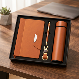 Set de Regalo Ejecutivo de Cuero PU Marrón: Libreta, Bolígrafo, Llavero y Termo - Product Image 3