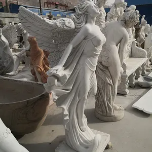 Escultura de ala de Ángel para decoración, tallado de mármol, diseño antiguo