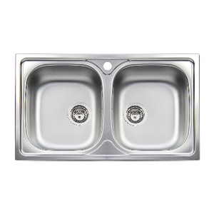 Évier en acier inoxydable 86 cm à double bac encastrable pour cuisine - Product Image 1