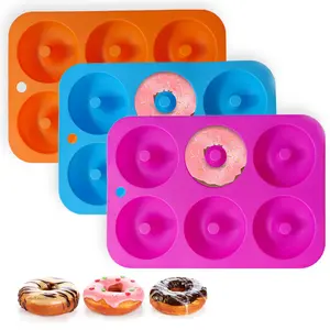 6 Cavity Silikon Donut Mold Tray Ungiftige Backform für hausgemachte Donuts