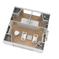 Casa Contenedor Expandible de Lujo con Paneles Sándwich Aislantes, Apartamento Modular Moderno de Doble Ala para Uso en Villas