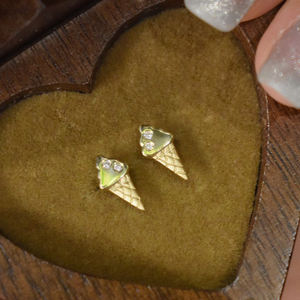 Pendientes de trébol de <span class=keywords><strong>helado</strong></span> de fresa para mujer, oro amarillo sólido auténtico de 18K, conjuntos de joyería de piedras preciosas de diamante completo para mujer <span class=keywords><strong>2022</strong></span> - Product Image 6