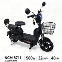 Bicicleta Eléctrica Urbana de 48V 500W para Adultos, Bicicleta de 14 Pulgadas con Doble Suspensión, Batería de Plomo-Ácido, 3 Velocidades