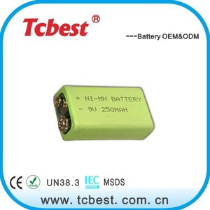 Pin Sạc <span class=keywords><strong>NI</strong></span>-<span class=keywords><strong>MH</strong></span> Chất Lượng Tốt Nhất Bán Chạy Với Chứng Chỉ CE ROHS 9V 250MAH Cho Thiết Bị Điện - Product Image 5