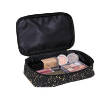 Sac à cosmétiques noir à paillettes avec nœud, vente en gros, organiseur de maquillage portable pour femmes