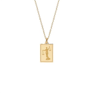 Collar con Colgante Rectangular Personalizado de Moda, Acero Inoxidable, Chapado en Oro de 18K, con Signo Zodiacal - Product Image 6