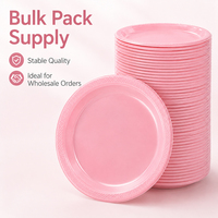 Hoge kwaliteit roze verdikte voedselveilige PS plastic ronde borden voor snacks, fruit en picknicks