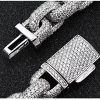 Chaîne cubaine glacée de qualité supérieure en argent sterling 925 plaqué or avec moissanite, idéale pour les fiançailles, les mariages et la mode