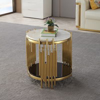 Table basse ronde de style moderne pour salon, meuble d'intérieur en acier inoxydable