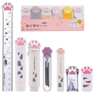 Custom 8 Pcs Cute Cat Paw Stationery Set Kawaii School Supplies stationery set For Student